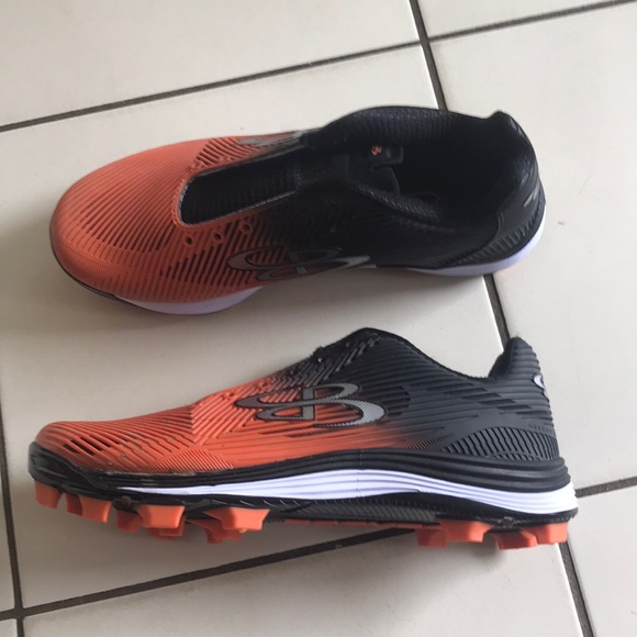 Orange black and white boombah womens softball cleats size 10. No laces. - Picture 1 of 3